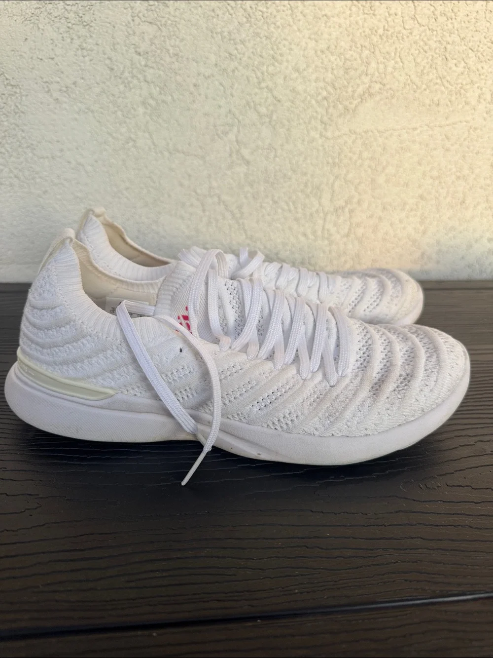 Womens White Knit APL Athletic Sneakers - size 8